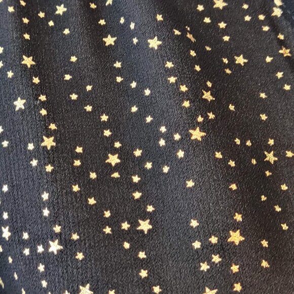 Collectif London Womens XS/4 Black Gold Star Print Tie Neck S/S Semi Sheer Top - Picture 6 of 8